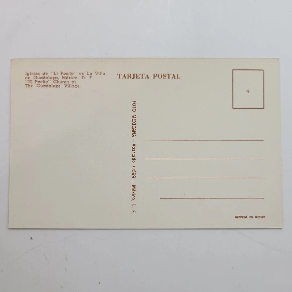 Vintage El Pocito Church Guadalupe Mexico Travel Souvenir Postcard‎